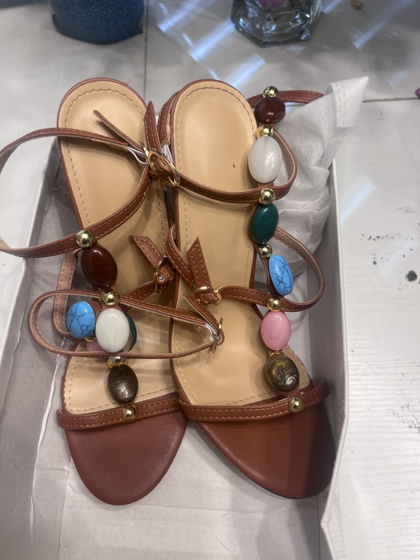 Brown Marble Heels