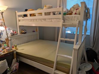 Twin-over-Full Solid Wood Bunk Bed with a Front- Entry Angled Ladder
