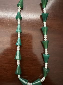Green Onyx and Pearl Necklace