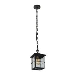 LNC A04254P Farmhouse Black Outdoor Hanging Lantern 1-Light Coastal Pendant