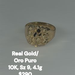 10K Gold Nugget Ring Sz 9 