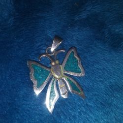 Butterfly Pendant With Chain. 925 