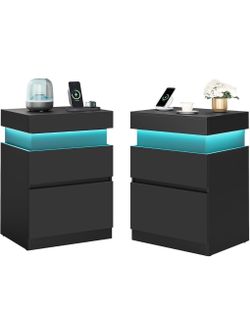 Nightstands with Power Outlets, set of 2