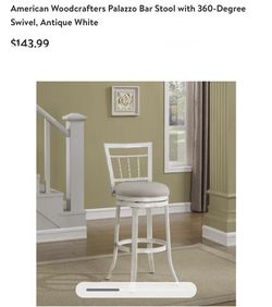 Palazzo 26 in. Antique White Swivel Counter Stool by American Woodcrafters
