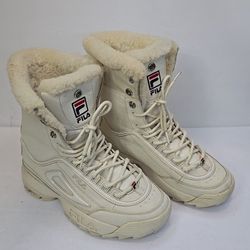 FILA DISRUPTOR BOOT FUR OFF WHITE IVORY LACE UP