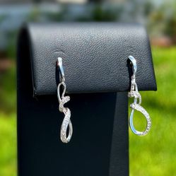 Jewelry 10k solid white gold stud white natural diamonds 0.40CTW infinity earrings 2.00g