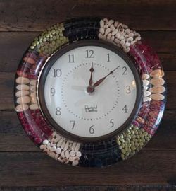 Mid-Century Modern Resin Dried Bean Mosaic Clock