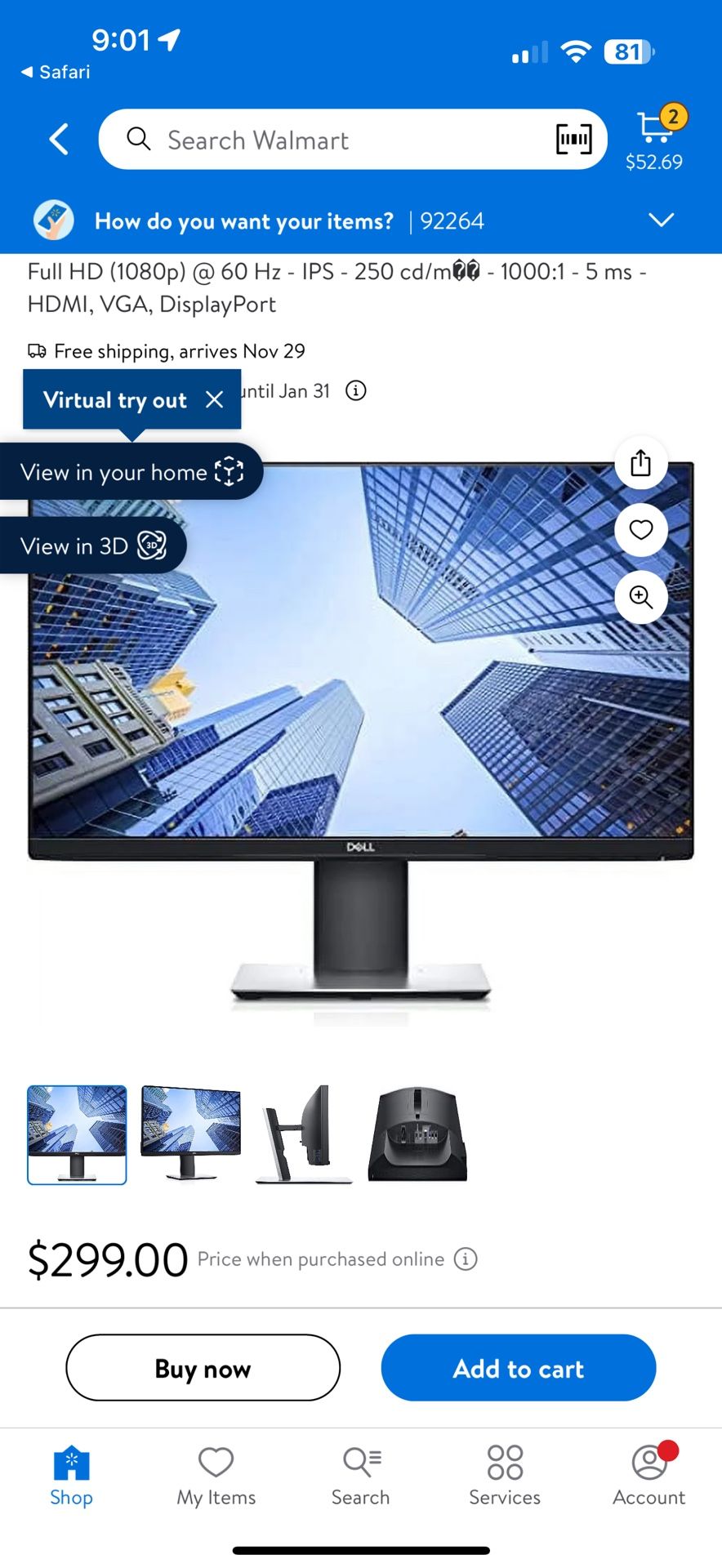 Dell P2419H 24 Inch LED-Backlit