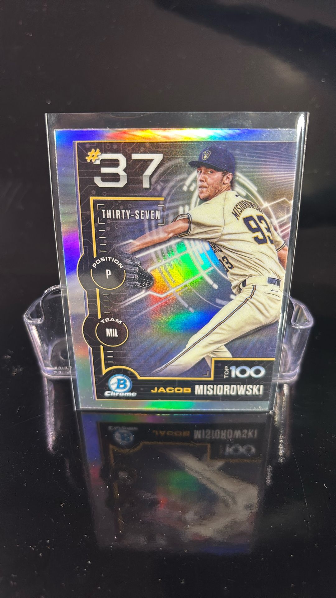 JACOB MISIOROWSKI 2025 Bowman Chrome Top 100 Prospect Refractor Card Miz Brewers
