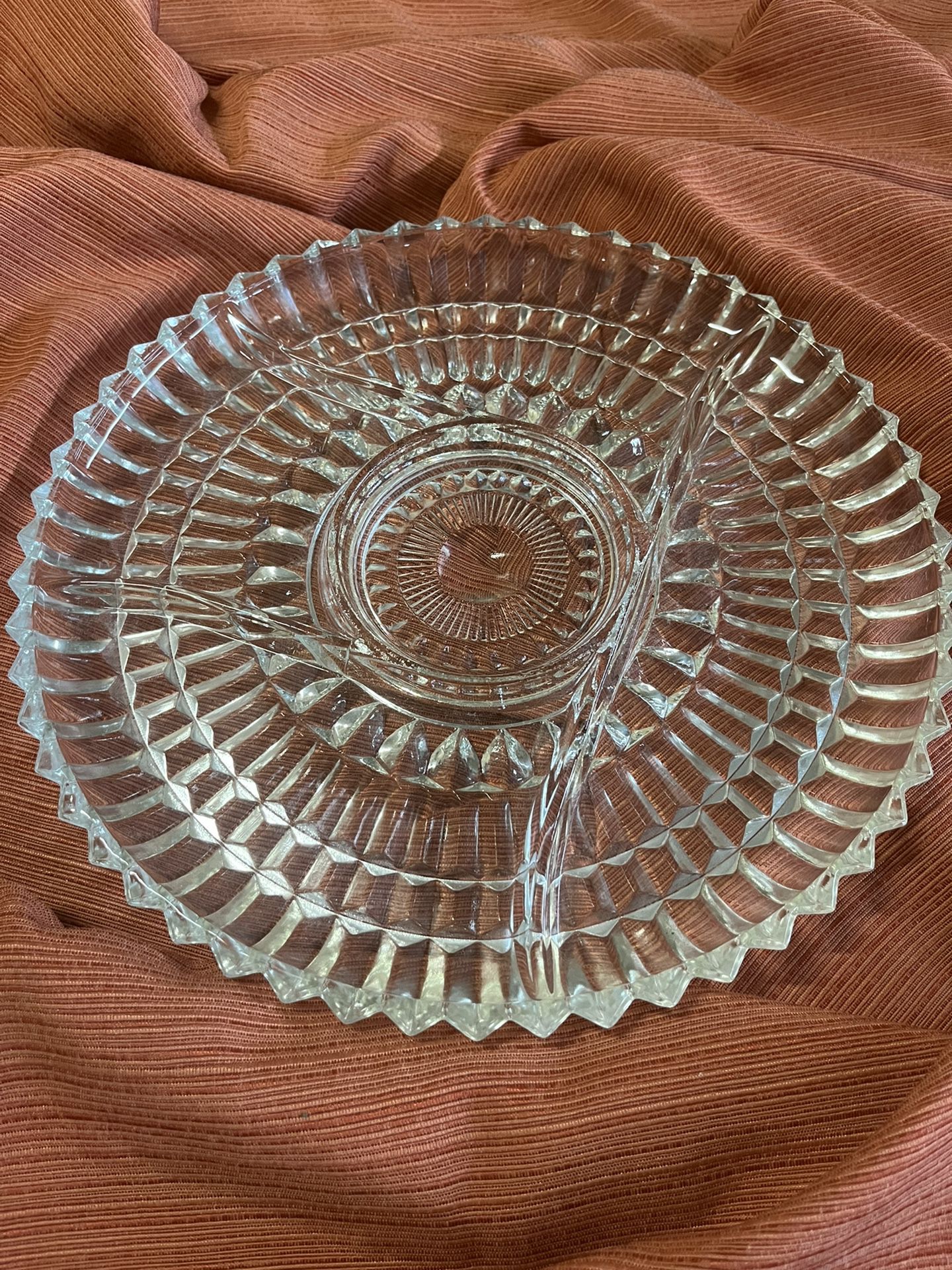 Vintage Clear Glass 5 Division Serving platter