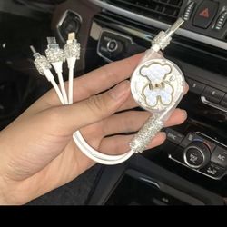 Bling Luxury Crystal Diamond  Chargers 3-1, Retractable, Tangle Free