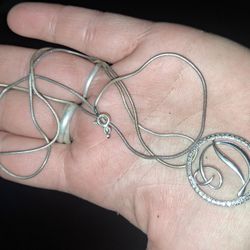 Genuine Sterling Silver Necklace With Pendant 