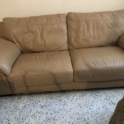 Leather Sofa W 2 End Tables
