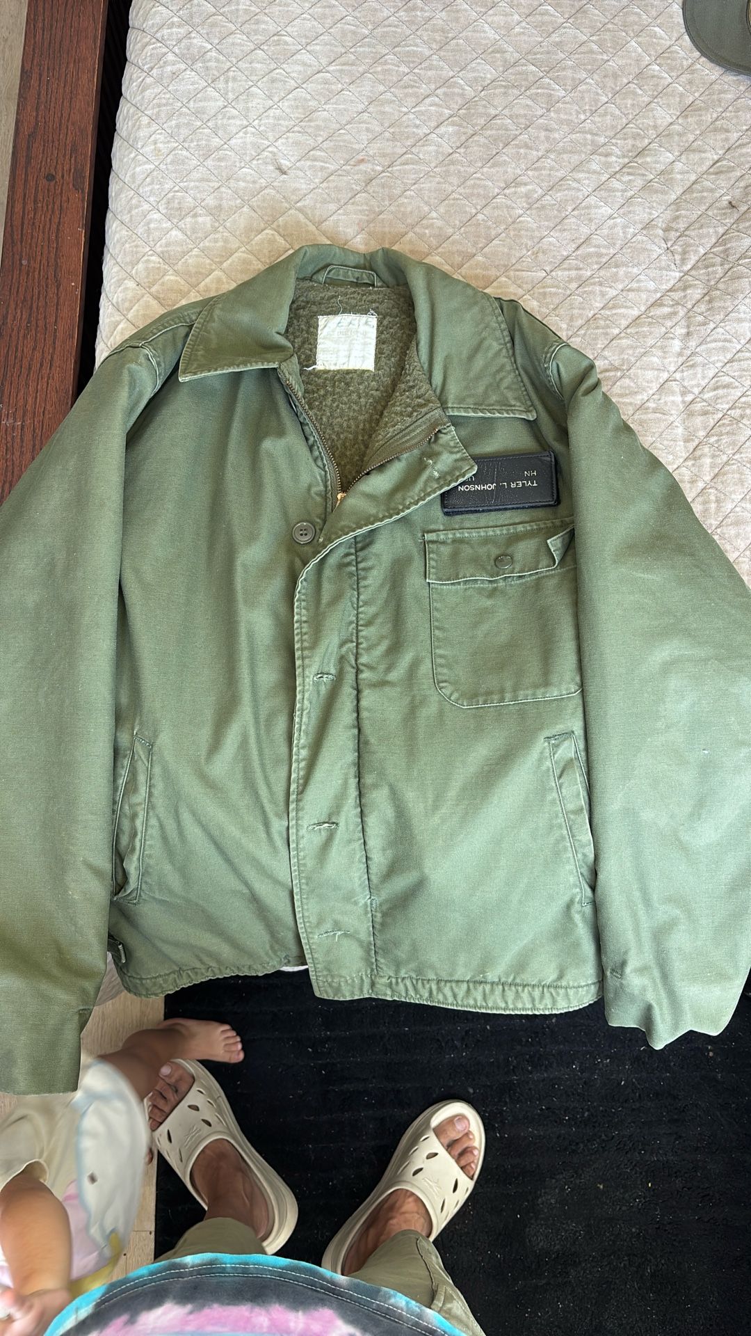 Us Navy Cold Weather Deck Jacket W/velcro Patch