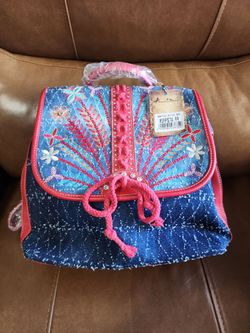 NWT Montana West Floral Embroidered Denim Backpack - New with Tags