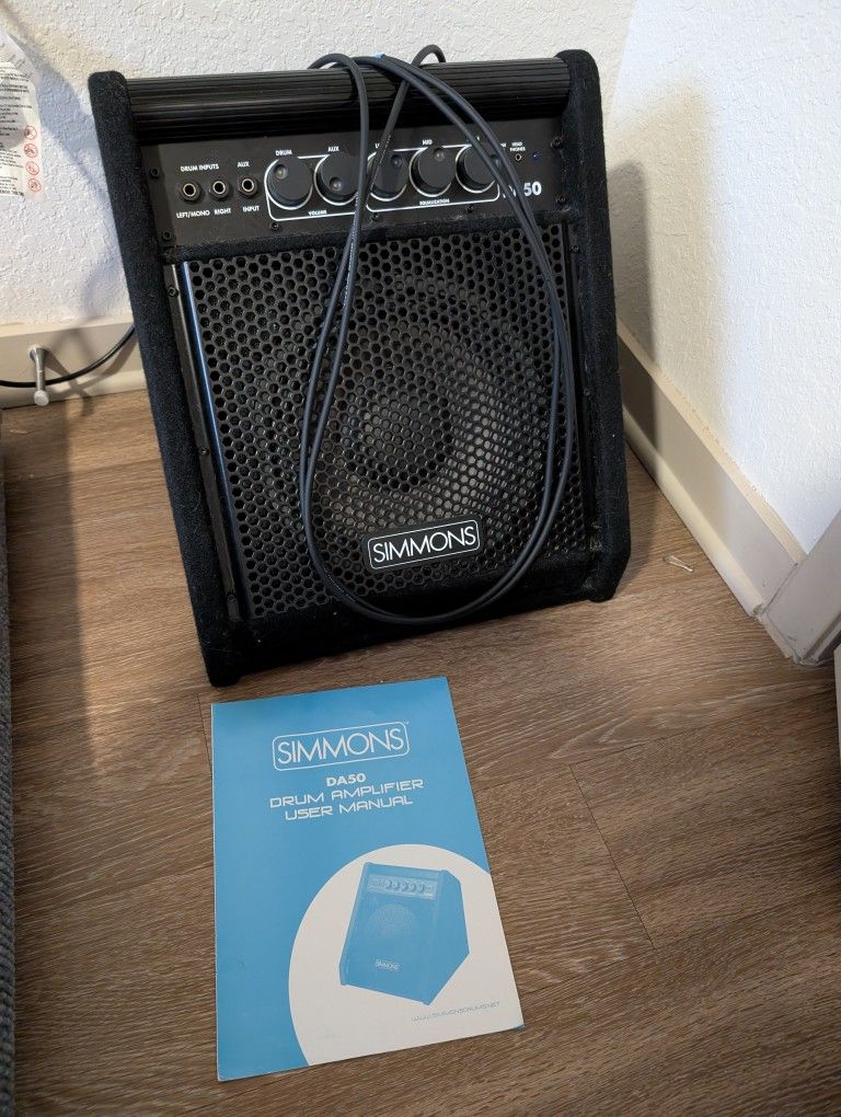 Simmons DA50 Drum Amp With Manual And Cables