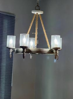 Distressed Antique White Coastal Chandelier