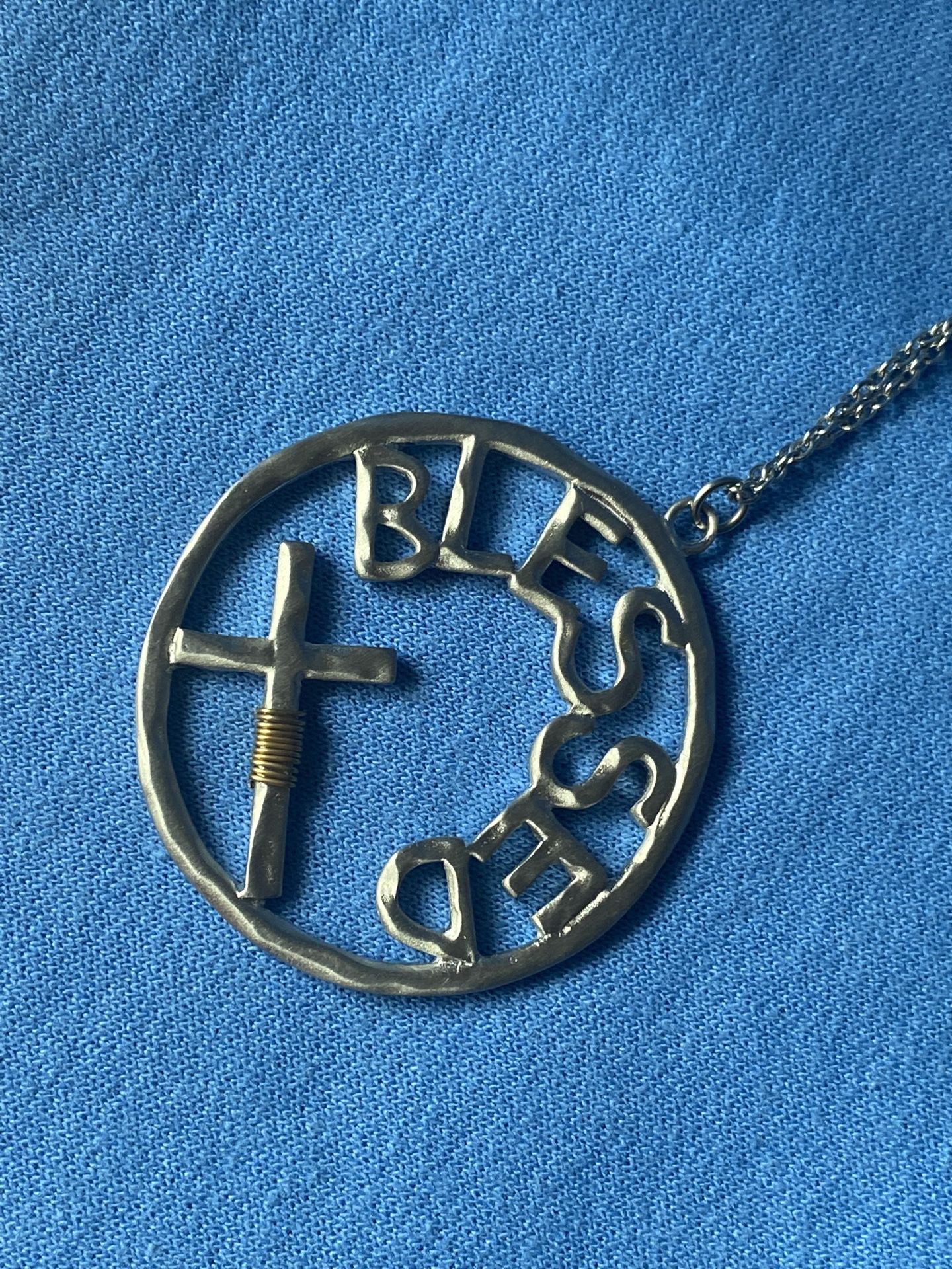 Silver & Gold Tone Blessed Pendant Necklace