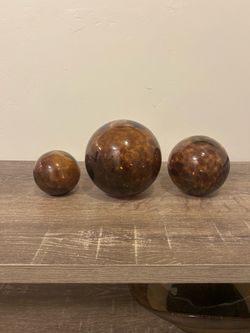 Kameko Spheres Set of 3 Decorative Balls 3”, 4”, 5” Home Decor Tabletop Display