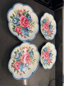 Floral Decorative Plates Set plastic
