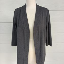 Spring & Mercer Gray Sweater/Cardigan 3/4 Sleeve Size Large