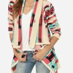 Moon Collection Tribal/Western Print Long Sleeve Cardigan size M