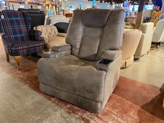 Boxy Grey Electric Power Recliner Chair, No Cords