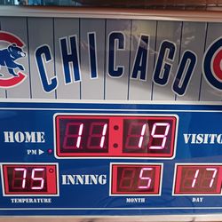 Chicago Cubs Clock With Temperature And Calendar 