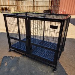 49” XL Heavy Duty Dog Cage, With Removable Divider;  Stackable Up To 2-Tiers; Foldable  (new) 📦