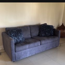 Beautiful Blue Sofa With Hidden Pull Out bed And Matching Chair 