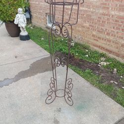 50" H Vintage Heavy Duty Wrought Iron Outdoor Planter Pot Holder Stand Yard Decor 