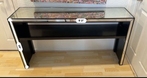 Black Console Table with Glass Top