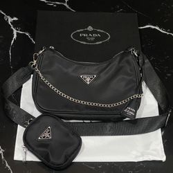 PRADA BAG CROSSBODY BLACK/SILVER