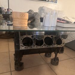 VINTAGE AUTHENTIC CHEVY ENGINE BLOCK COFFEE TABLE!