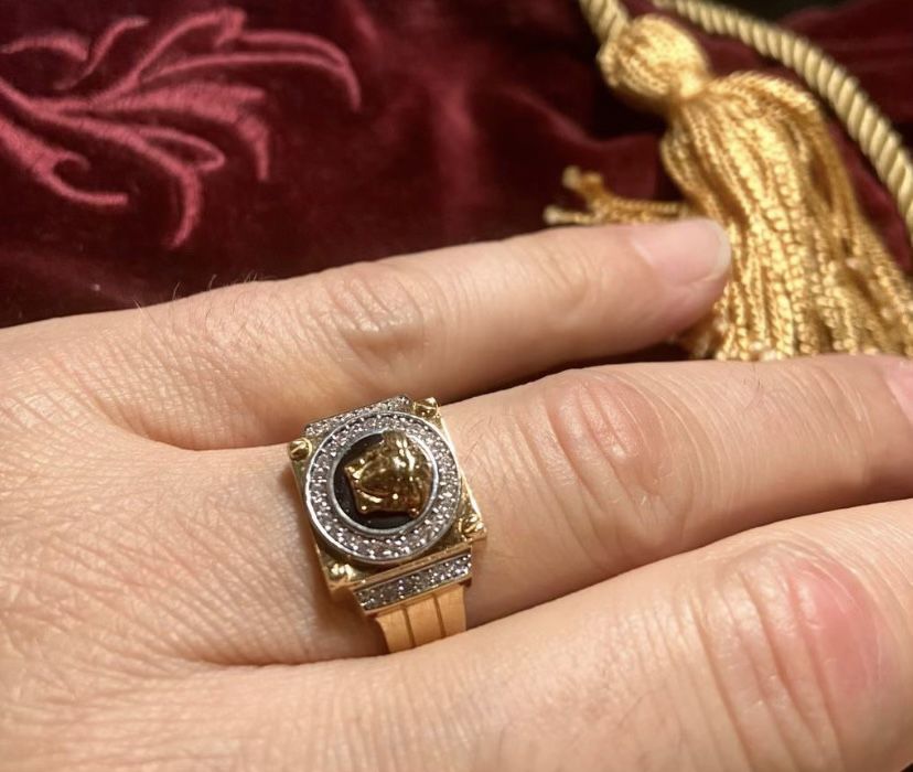 Mens Versace Ring 14k Gold 38 Diamonds