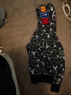 Bape Mens Black and grey camo Shark Hoodie One-piece
