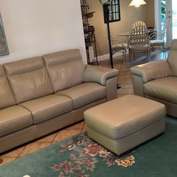 Natuzzie Leather Love Seat, Couch and Ottoman Baer’s