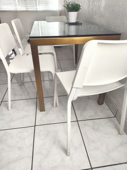 *GOLD Dining Table/ Mesa DORADA + 4 Sillas IKEA*