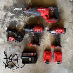 Craftsman Tool Set - Sawzall, Impact Driver, Drill W/ Batteries