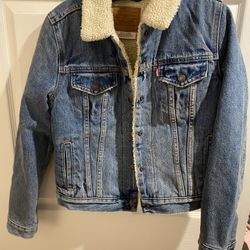Levis Jacket Sherpa Denim Jean Ranch Coat Light Wash Trucker Size Small