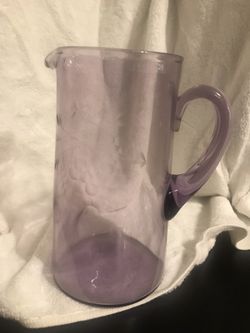 Purple Cut Glass Pitcher Tall  