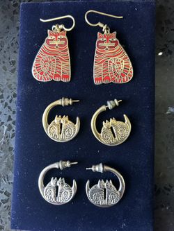 Laurel Burch vintage cat Earrings 
