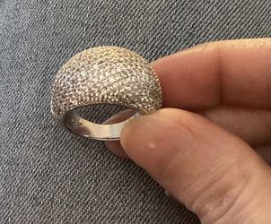 Pavé Dome Ring with Clear CZ Stones – Size 6 925 Sterling Silver