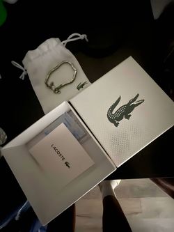 Lacoste Silver-Tone Chain Bracelet with Box