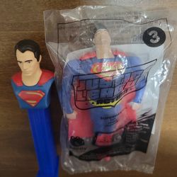 Mcdonalds Happy Meal Toy Justice League Superman #3 New Unopened & DC Superhero: Superman Pez Dispenser
