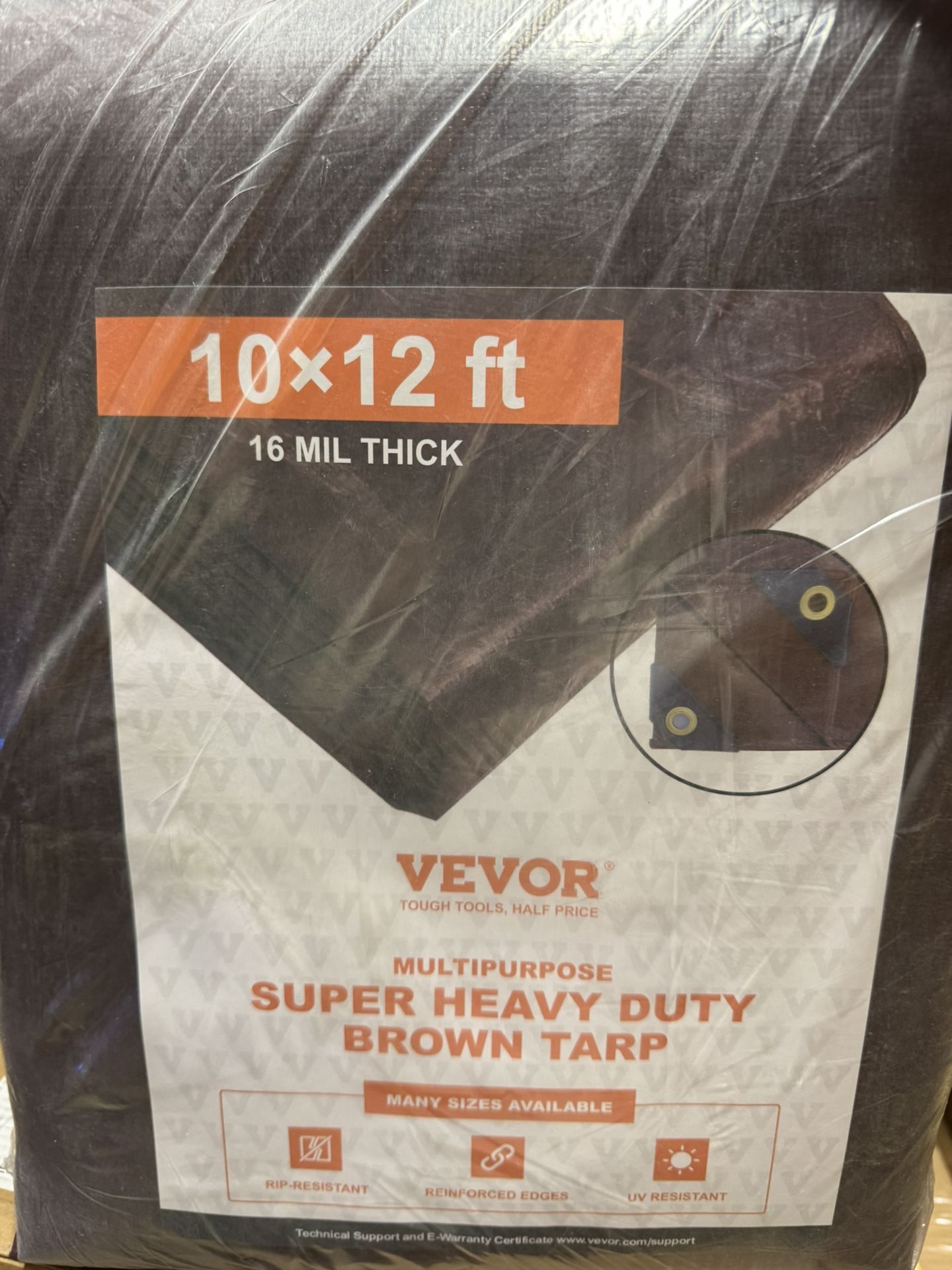 VEVOR Tarp Waterproof 10x12 ft, 16 Mil Extra Thick Plastic Poly Blue Tarp Cover, Multi Purpose Tear UV and Temperature Resistant Outdoor Tarpaulin wit