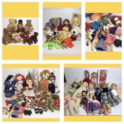 Lots of BEARS / DOLLS / STUFFED ANIMALS  EACH LOT IS $60.... I am not separating the lots.  I will take less if you buy more than 1 lot.  All are in v