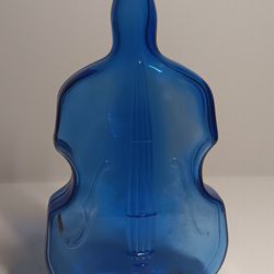 8" Vintage Violin Shaped Glass Bottle Cobalt Blue Music Gift Home Decor