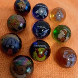 vintage pokemon colored glass marbles collectibles  20  different  PCS   (1988) vintage 