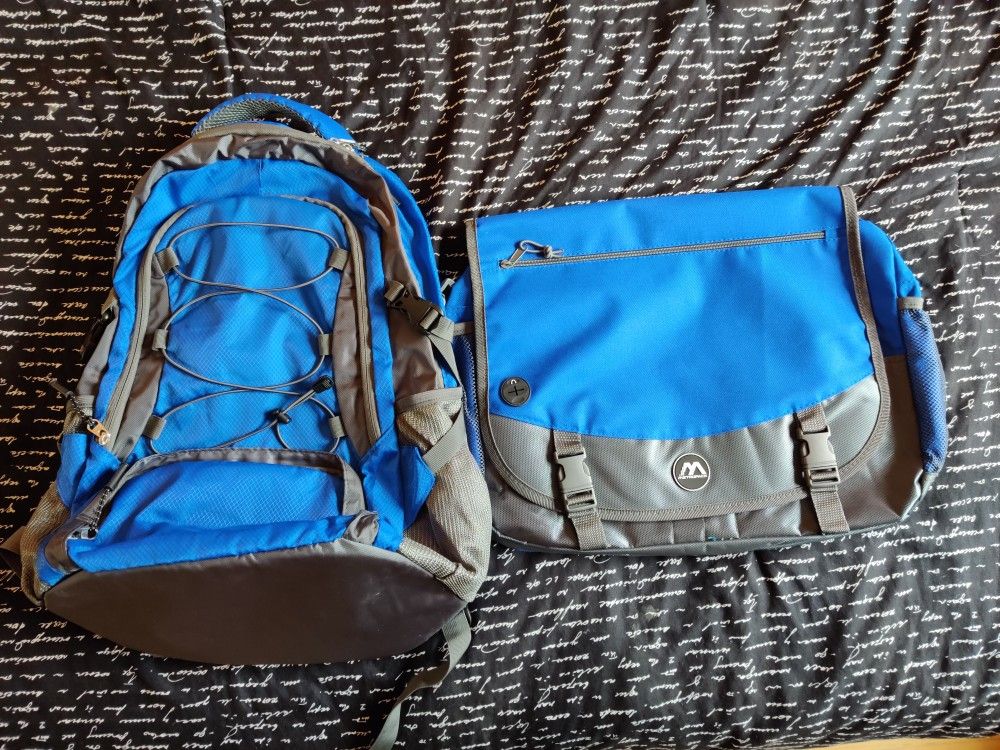 2 for $10 - Blue backpack and laptop bag. Purchased but never used, without tags. Vernon Hills area pickup only, cash payment